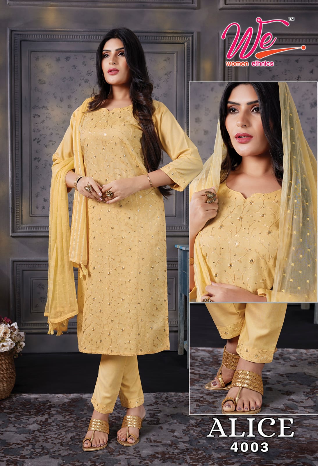 Alice By We 4001 To 4007 Rayon Designer Kurti With Bottom Dupatta Wholesale Shop In Surat